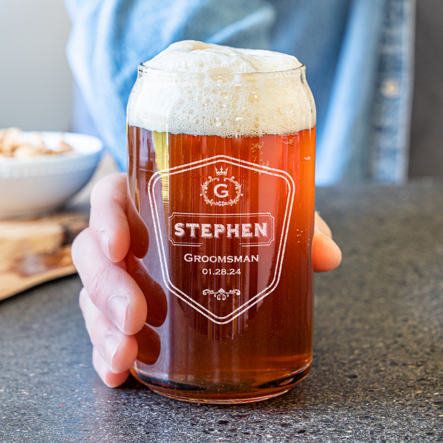 Personalized Beer Can Glass For Groomsmen