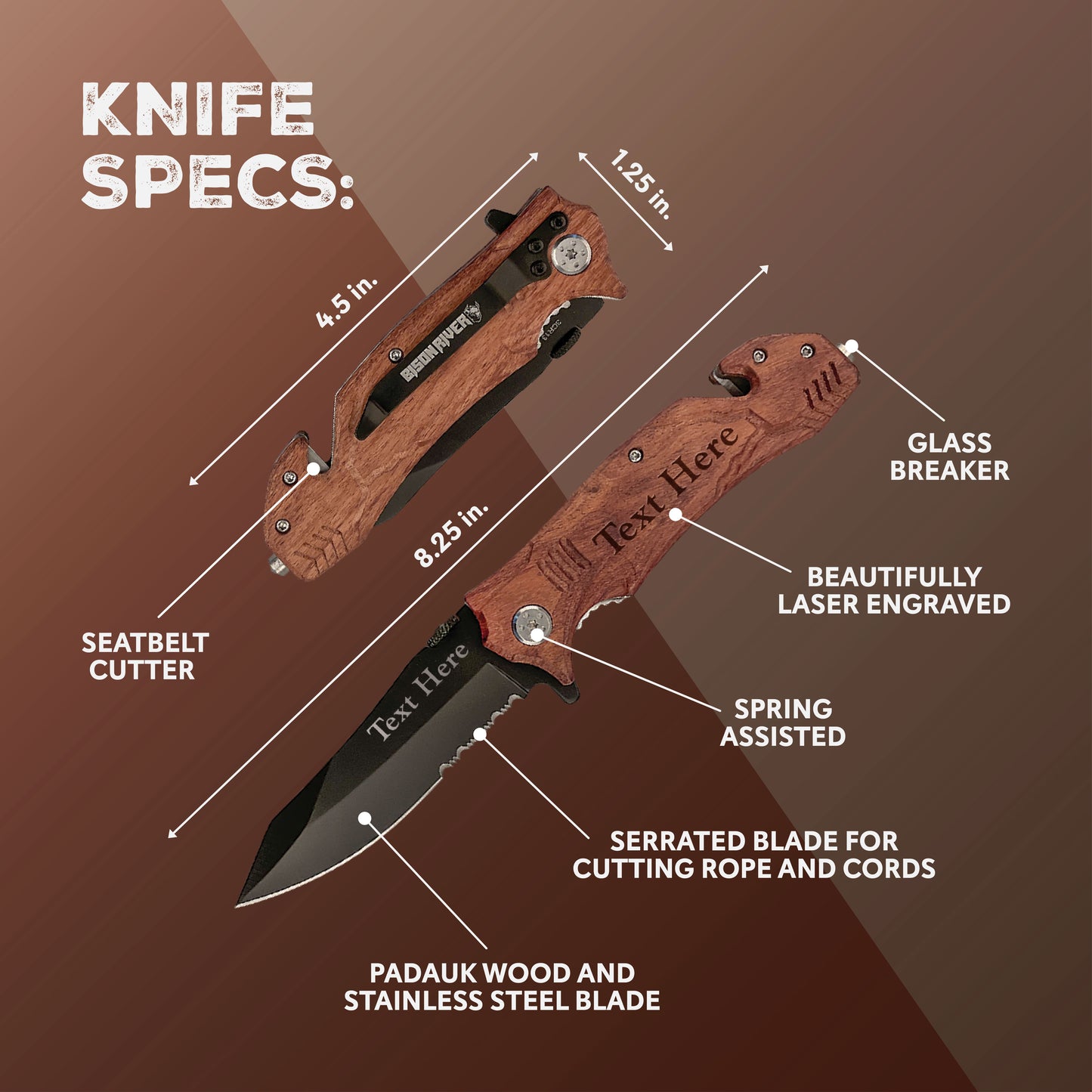 Personalized Wooden Rescue Knife