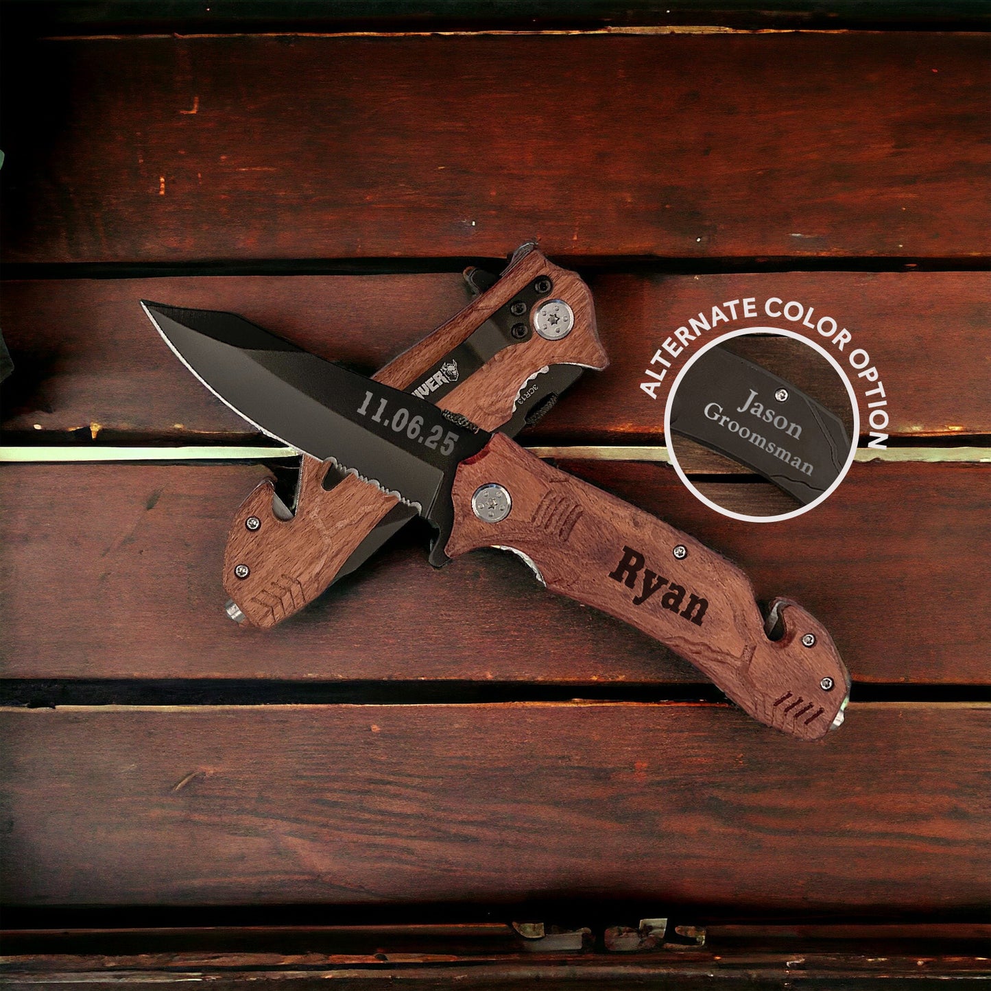 Personalized Wooden Rescue Knife